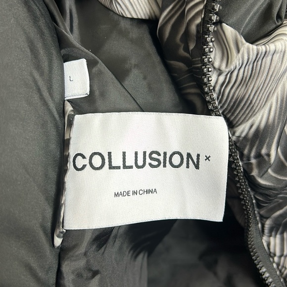 ASOS Collusion Puffer Jacket In Multi Print Mens Black And White Size L - Picture 9 of 11